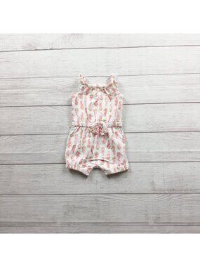 Just One You Carter's Seahorse Romper Baby Girl Pink Gold Sleeveless 3-6 Months